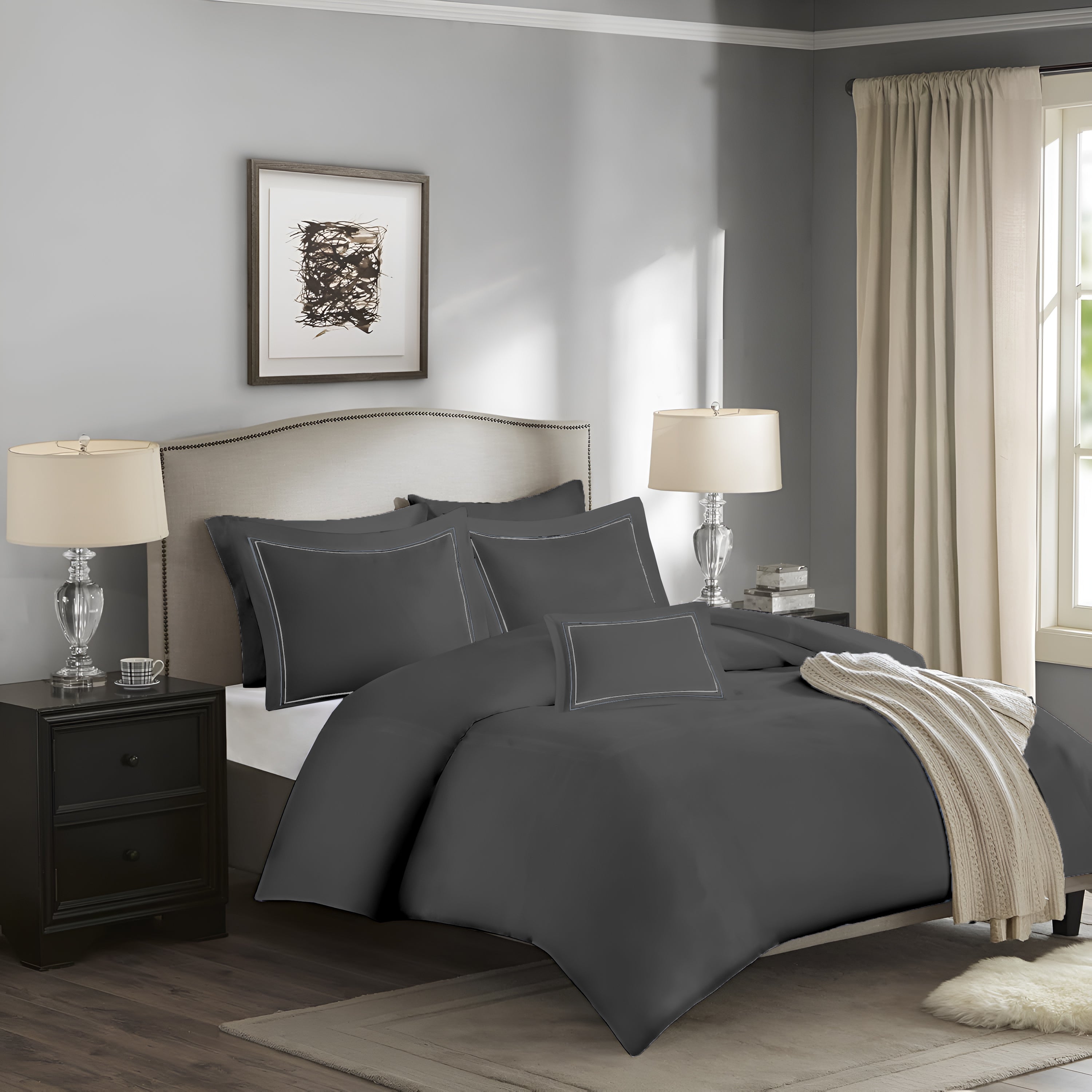 Manhattan Bedsheet Set- Dyed- Steel Grey