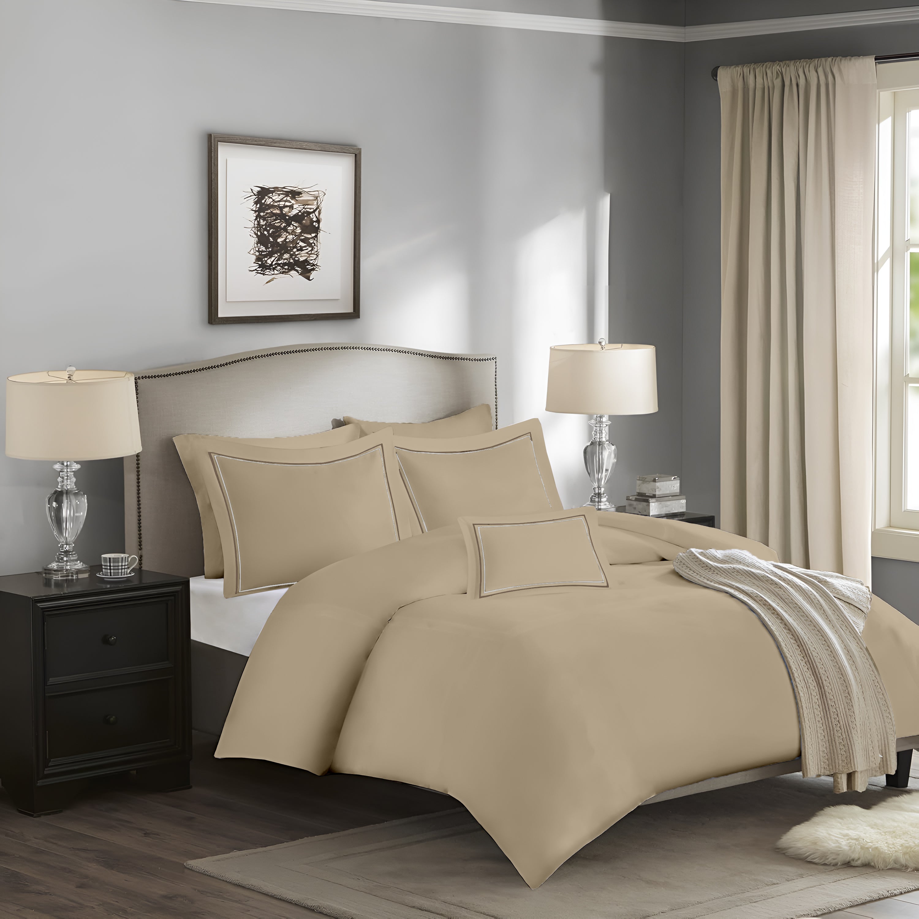 Manhattan Bedsheet Set-Dyed- Sand