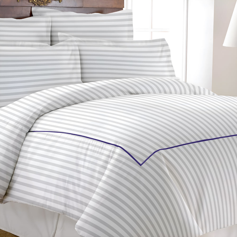 300 TC Satin Stripe - Manhattan Duvet Cover