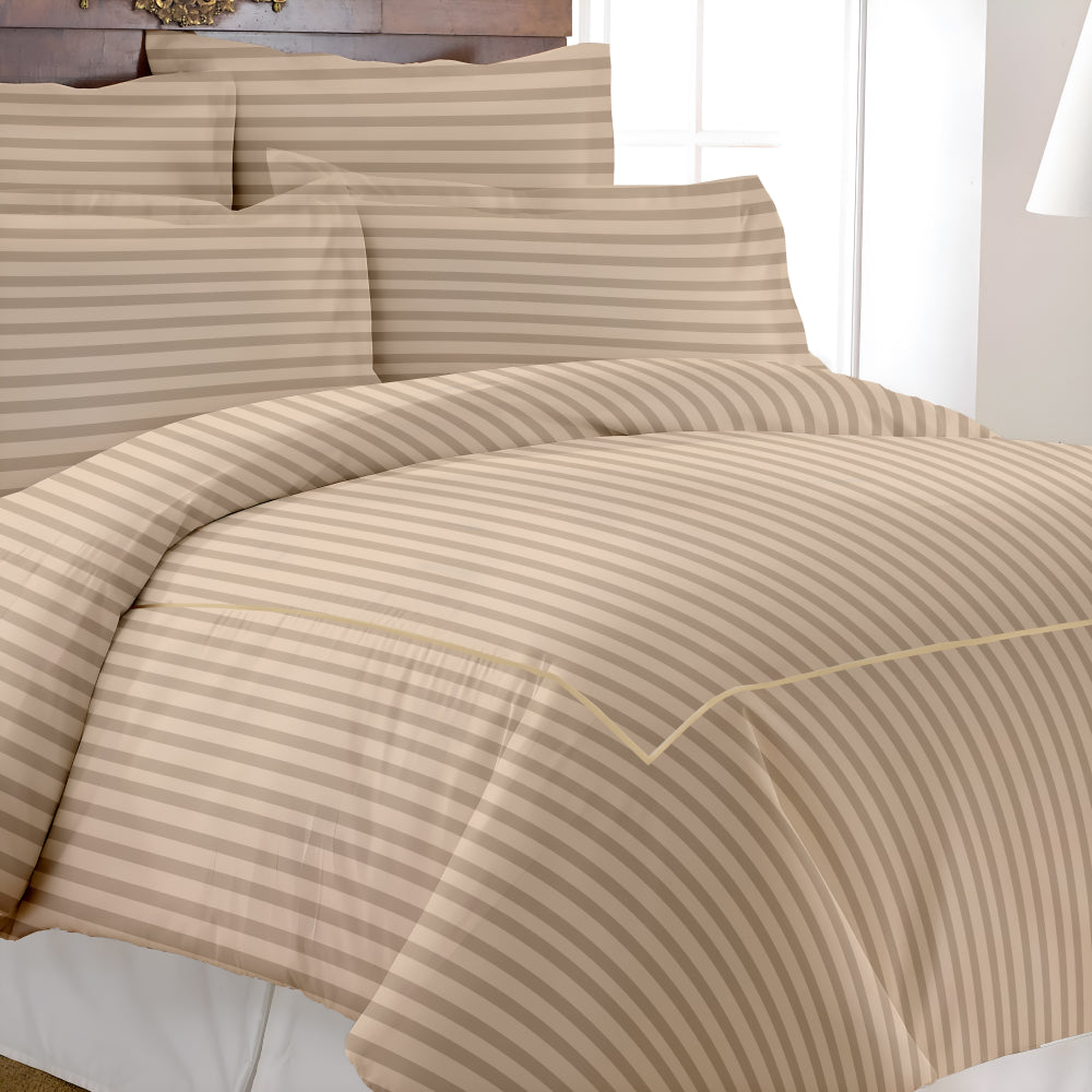Manhattan Supima Cotton Duvet Cover -300 TC Satin Stripe- Sand