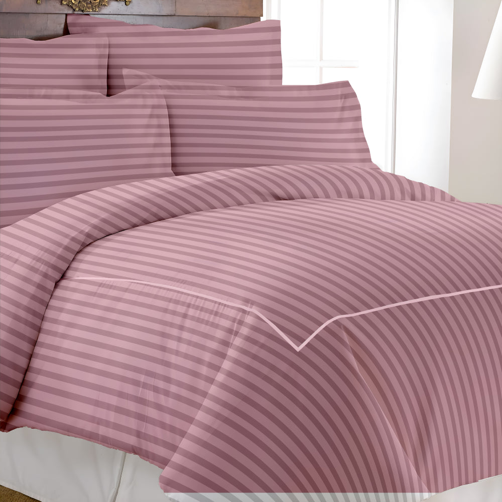 Manhattan Supima Cotton Duvet Cover -300 TC Satin Stripe- Zephyr Pink