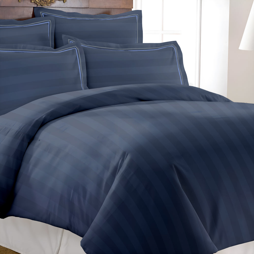 Manhattan Bedsheet Set-Satin Stripe-Amari Blue