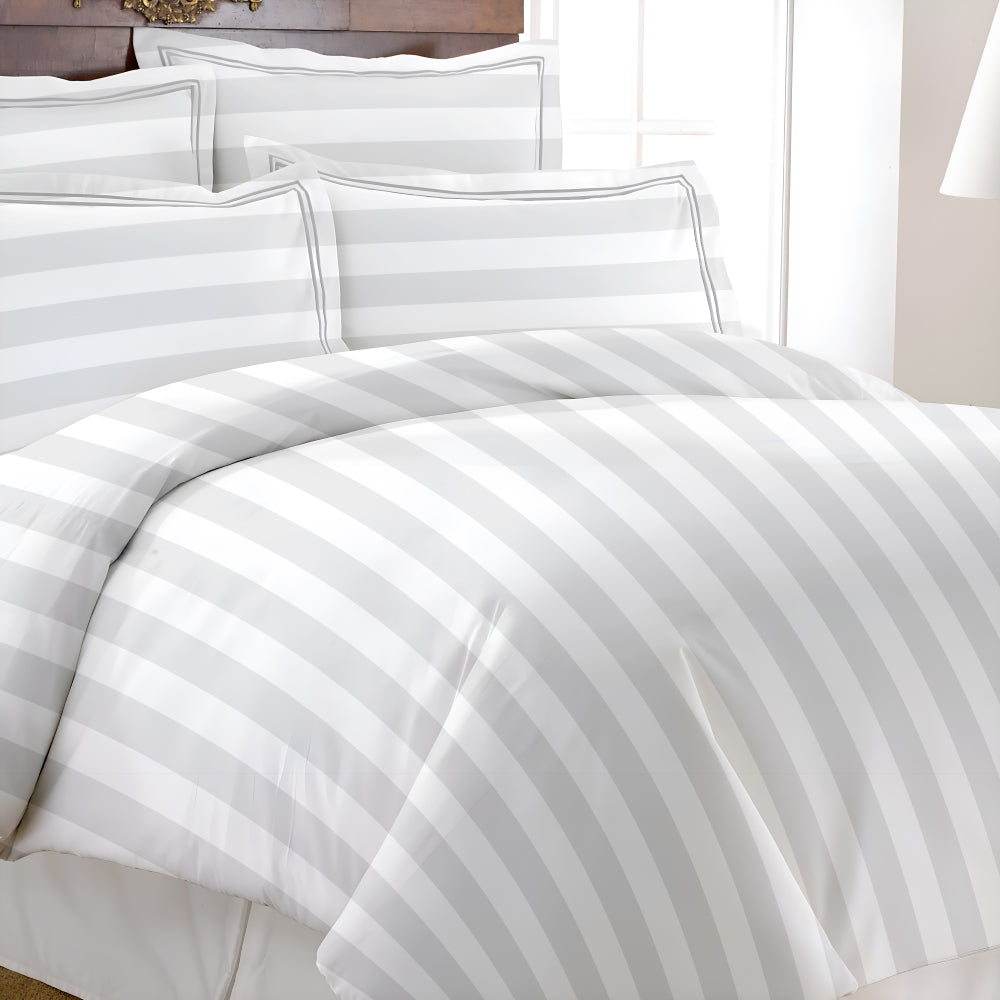 300 TC Satin Stripe White - Manhattan Bedsheet
