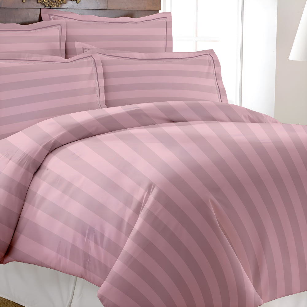 Manhattan Bedsheet Set- Satin Stripe- Zephyr Pink