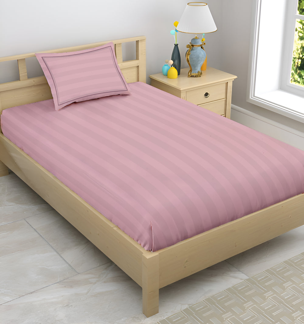 Manhattan Bedsheet Set- Satin Stripe- Zephyr Pink