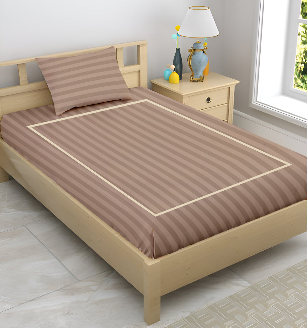 Manhattan Supima Cotton Duvet Cover -300 TC Satin Stripe- Coffee