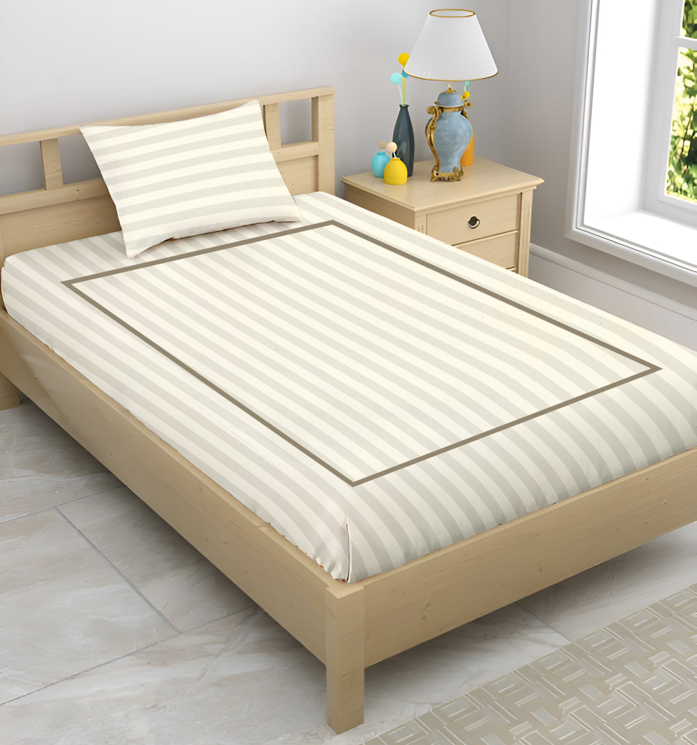 Manhattan Supima Cotton Duvet Cover -300 TC Satin Stripe- Eggshell