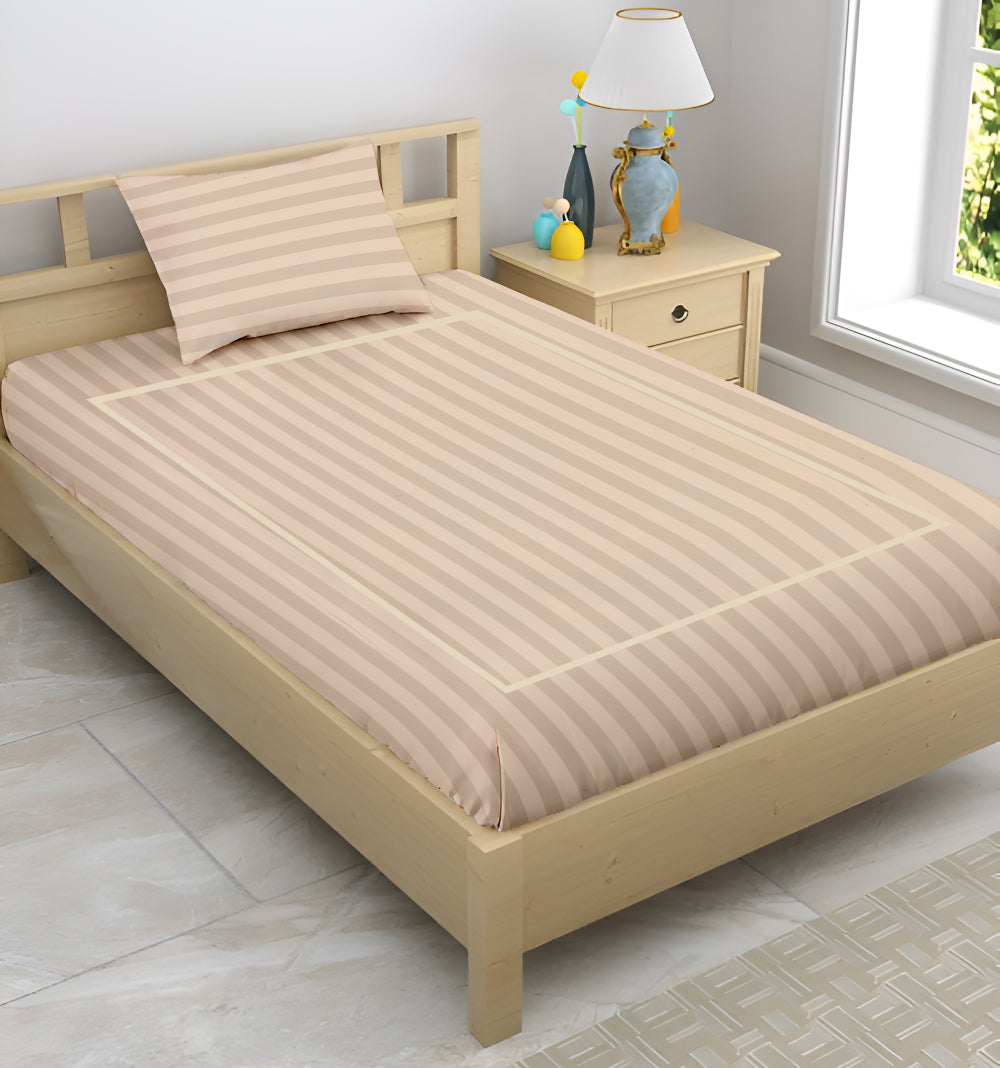 Manhattan Supima Cotton Duvet Cover -300 TC Satin Stripe- Sand