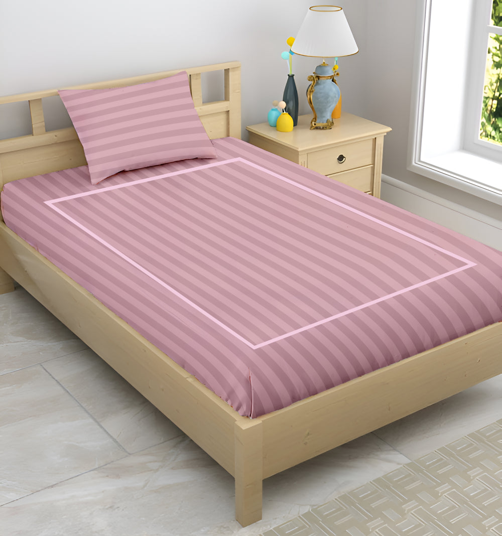Manhattan Supima Cotton Duvet Cover -300 TC Satin Stripe- Zephyr Pink